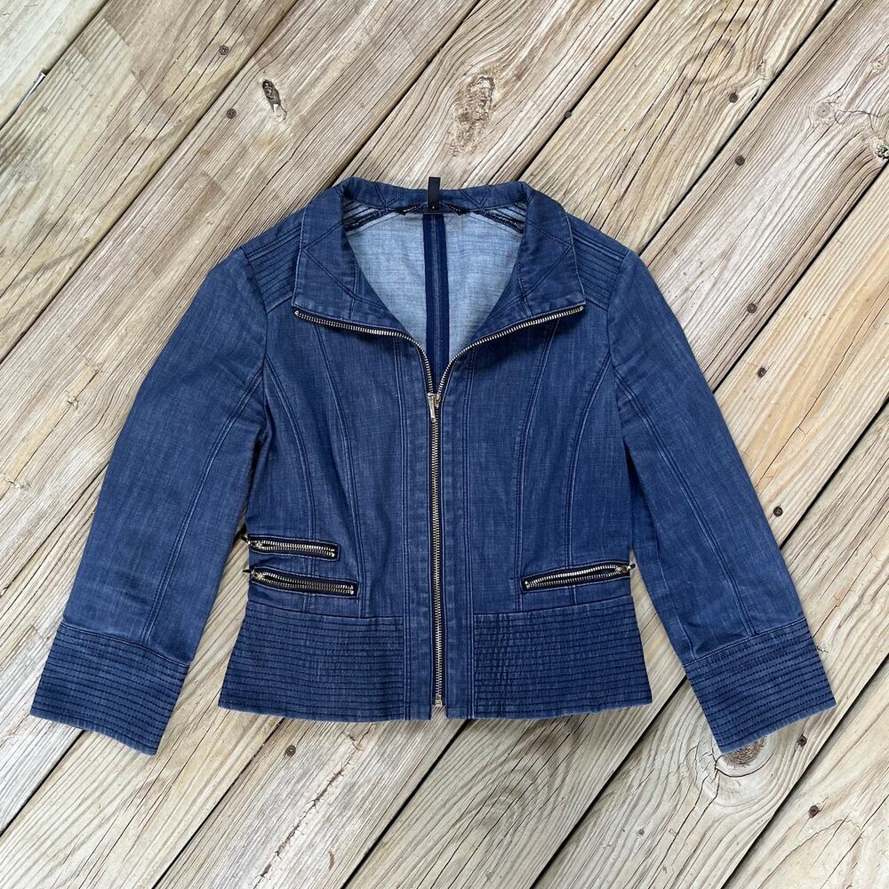 White House Black Market Blue Denim Lightweight Jacket Size 2